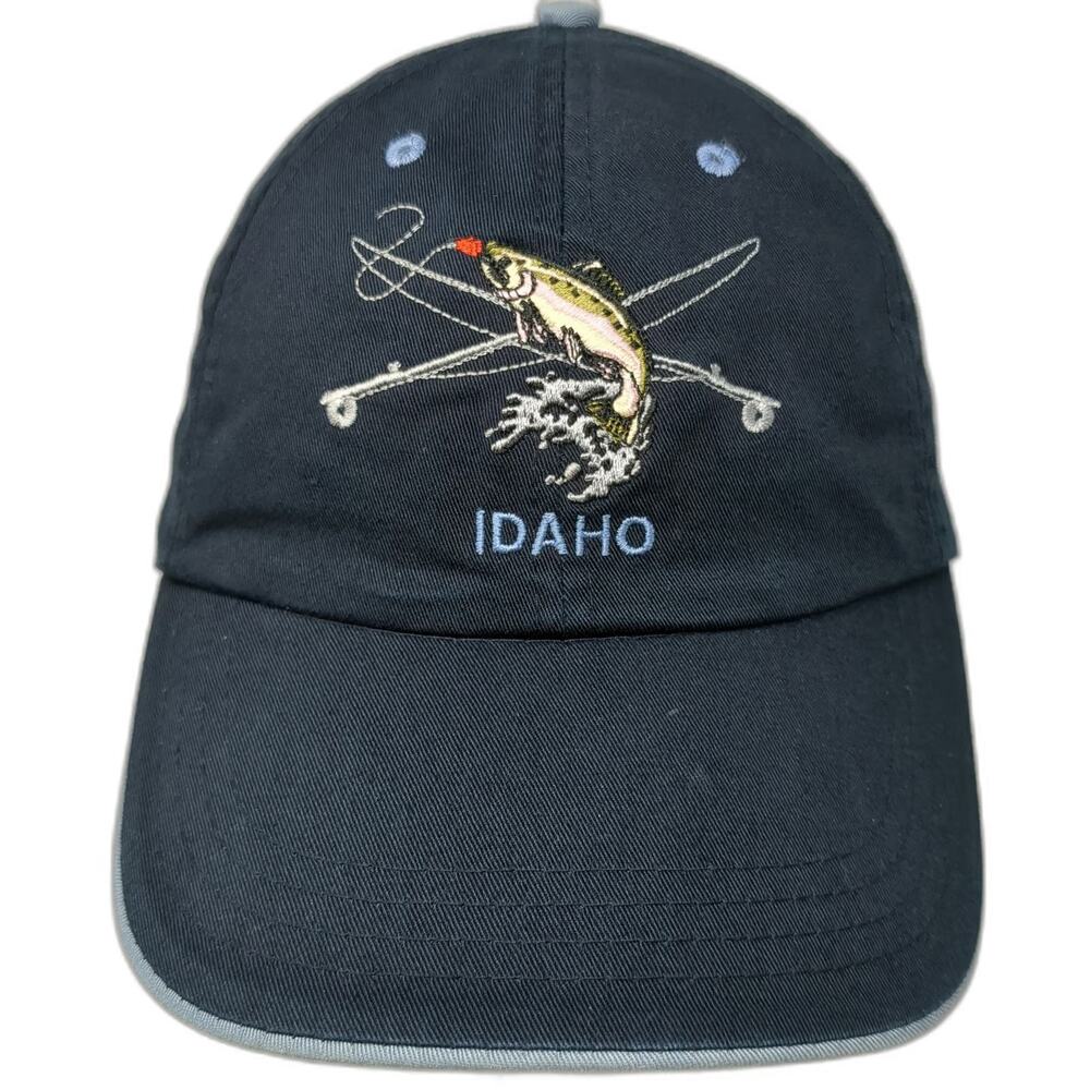 Polar Graphics Baseball Cap Black One Size Idaho Fishing Trout Embroidered Hat